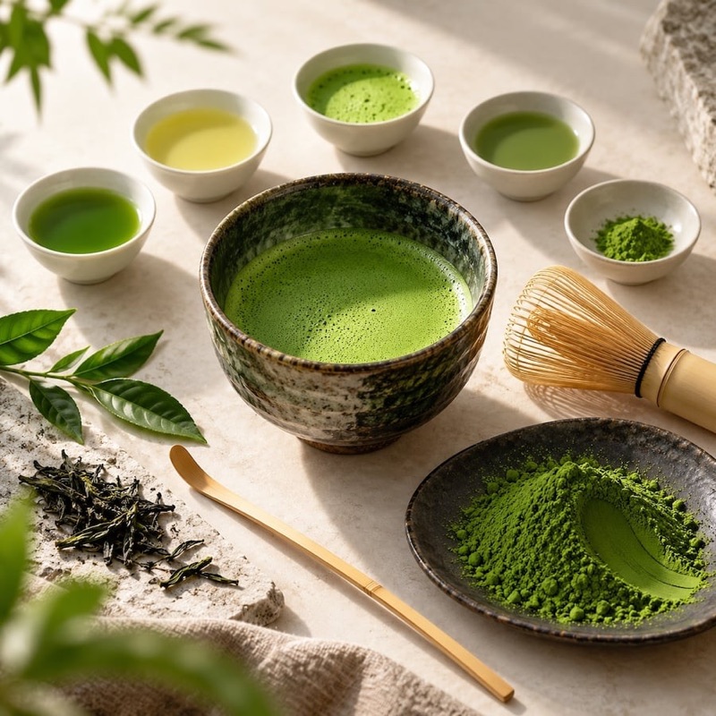 Nhiều chén matcha